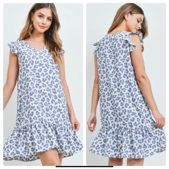 Perfect Peach Dresses & Skirts - LEOPARD PRINT RUFFLED DRESS